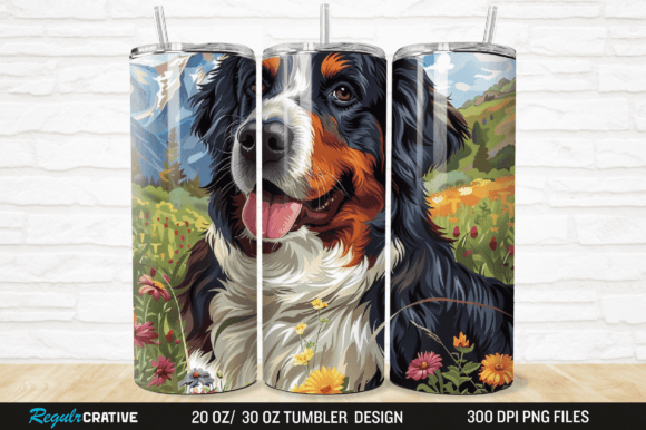 3D Bernese Mountain Dog Floral Tumbler: A Digital Asset for Creators and Pet Lovers