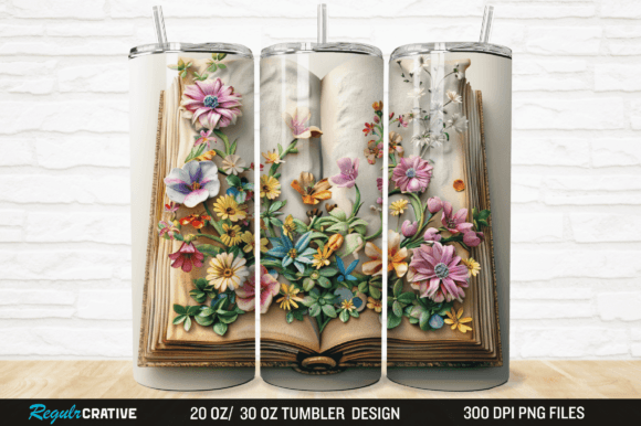 3D Book of Flower 20 30 Oz Tumbler Wrap: A Digital Design Resource