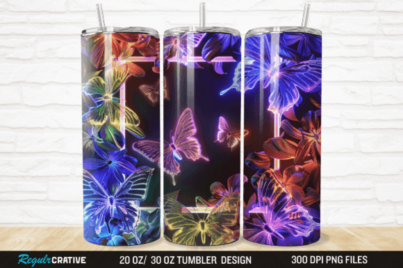 3D Butterflies Floral Tumbler Wrap