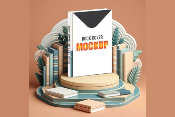 3D Front View Book Cover Mock-up PSD