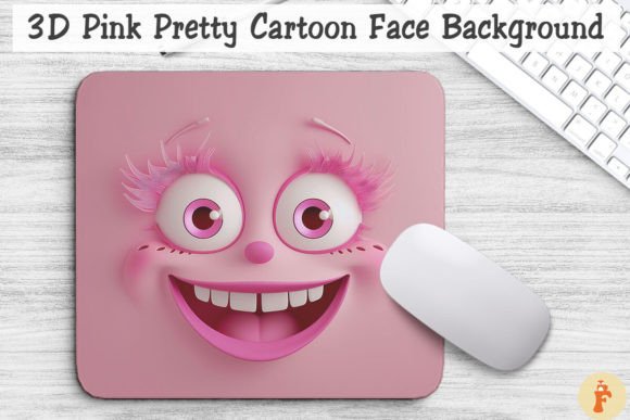 3D Pink Pretty Cartoon Face Background