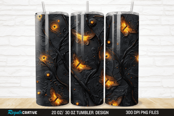 Bringing Nature to Your Drinkware with a 3D Tooled Leather Fireflies Tumbler Wrap