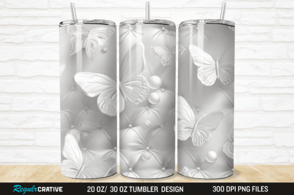 Creating Professional 3D Leather White Butterflies Tumbler Designs for Sublimation Success
