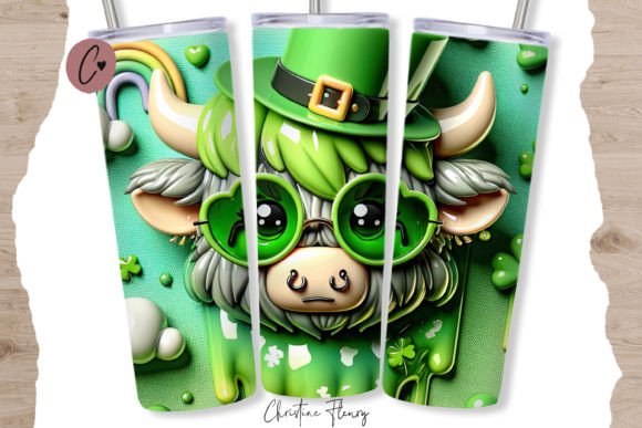 Creating Vibrant 3D Highland Cow St Patricks Tumbler Wrap Designs for Sublimation Success