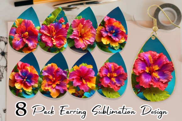 Earring 3D Tropical Hibiscus: Elevating Your Sublimation Craft with Vibrant Teardrop Designs