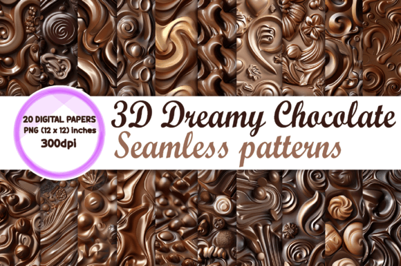 Elevating Digital Design with 3D Dreamy Chocolate Seamless Patterns