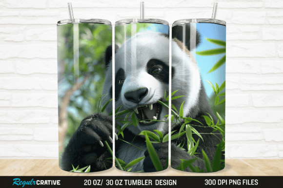Evaluating the 3D Panda Eating Bamboo Tumbler Wrap PNG for Sublimation Projects