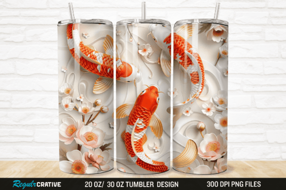 Integrating the 3D Floral Koi Fish 20 30 Oz Tumbler Wrap into Your Sublimation Workflow