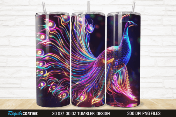 Mastering the Art of Sublimation with 3D Neon Peacock Rainbow Colorful Tumbler Designs