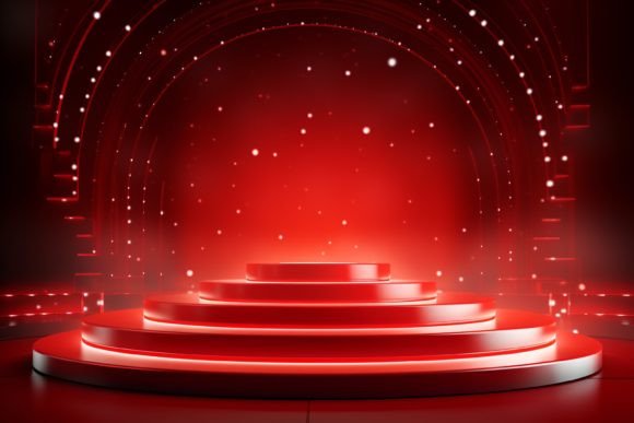 Mastering Visual Impact with a Red Podium Background for Digital Presentations