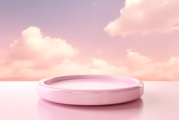 Pink Podium with Floating Pink Clouds: Elevate Your Visual Storytelling