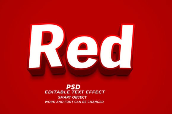 Red PSD 3D Editable Text Effect